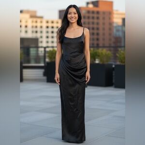 ASOS Gray One Shoulder Maxi Dress